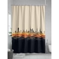 thumbnail image 5 of Shower Curtains Abstract Black Orange Waves City Bath Curtain Modern Art Waterproof Bathroom Shower Curtain Set with Hooks Decoration 72 x 72 Inches, 5 of 7