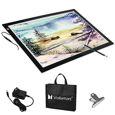 Voilamart A2 LED Tracing Board Light Box Light Pad Illumination Light Panel, Dimmable Brightness w/Paper Clip 2 Cables, for Art Craft Drawing Stencil Sketching