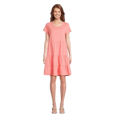 Time and Tru Women's and Women's Plus Tiered Cotton Mini Dress, Sizes XS-4X