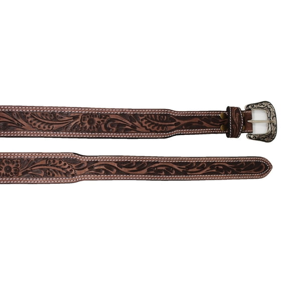 30  Western 1-3/4" Tapered Brown Antique Floral Tooled Leather Belt 26RT74T