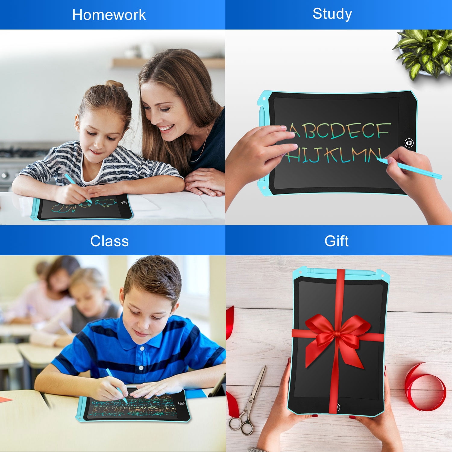 Cimetech LCD Writing Tablet, 8.5 inch Reusable Drawing Pad for Kids, Colourful Screen Drawing Tablet Doodle Board w/ Stylus Pen, Toy for 3 4 5 6 7 8 Years Old Kids, Gifts for Kids and Adults, Blue