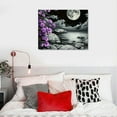 thumbnail image 5 of JEUXUS  Large Purple Wall Art Decor for Living Room Bedroom Black and White Seascape Full Moon Purple Flower Canvas Picture Modern -Painted Plum Blossom Artwork for Home Office 16x12in, 5 of 6