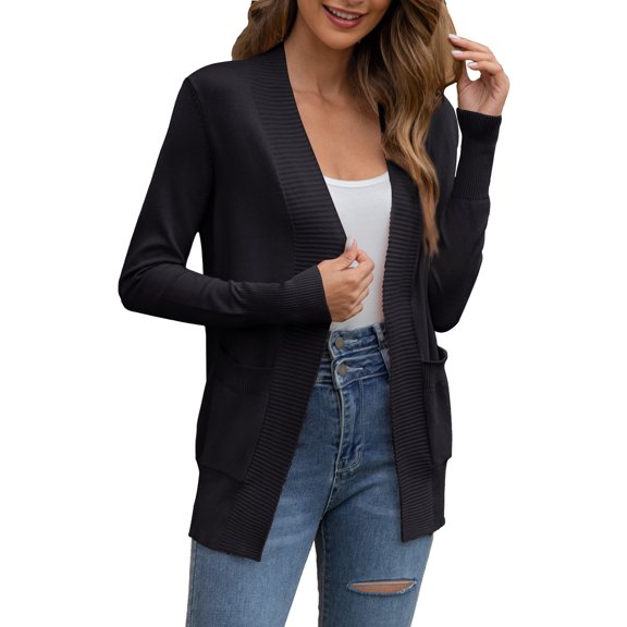 McVanedy Women's Classic Cardigan Sweater Front Cardigan Long Sleeve Knitted Pocket S-XXL
