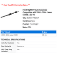 thumbnail image 2 of Front Right CV Axle Assembly - Compatible with 2004 - 2006 ES330 3.3L V6 2005, 2 of 2