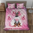 thumbnail image 2 of Faith Love Hope Doberman Pinscher Breast Cancer Awareness Survivor Quilt Bedding Set Doberman Dog Lover Gifts 1 Blanket Bed Cover 2 Pillowcases - 02017, 2 of 5