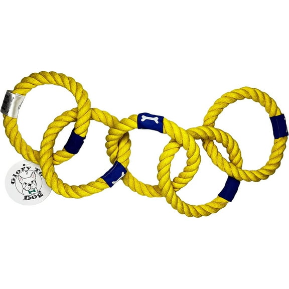 Glory To Dog Five Golden Rings Christmas Dog Rope Toy -- Premium Tug Toy for Dogs