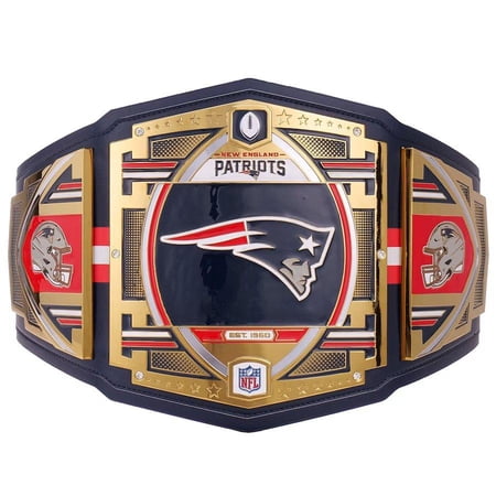 New England Patriots Championship Belt Metal Plates Hand-Tooled Leather Strap Adult Size Collectible
