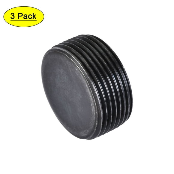 Unique Bargains Carbon Steel Internal Hex Thread Socket Pipe Plug, M27x1.5 Male Thread Black Pipe Cap, 3Pcs