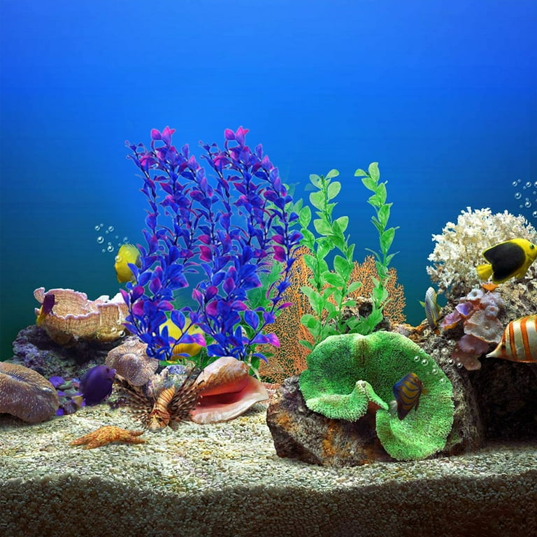 3 Pack Large Aquarium Plants Artificial Plastic Fish Tank Plants Tall  Aquarium Accessories Simulation Fake Hydroponic Plants Decoration Ornament  for