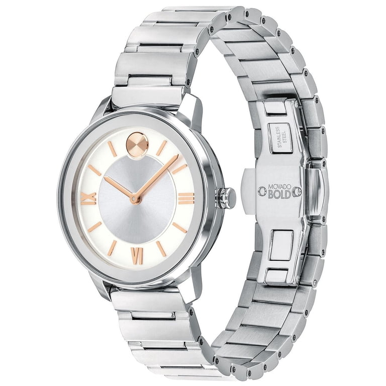 Movado bold women’s Silver Dial Watch with Gray Polka Dot rubber Strap Watch Movado Bold 3600241 Silver Dial Stainless Steel Mesh Band  main image 2