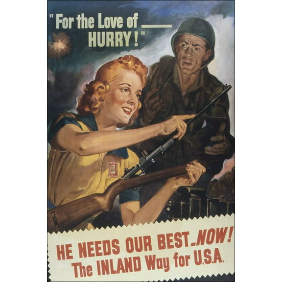 24"x36" Gallery Poster, For the love of Hurry world war 2 propaganda 1942