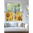 thumbnail image 4 of Sheer Curtains 45 Inch Length 2 Panels Set for Kitchen, Sunflower Semi Sheer Curtains for Windows, Yellow Floral Elegant Pastoral Flowers Rustic Voile Window Treatments Rod Pocket Curtain, 4 of 7