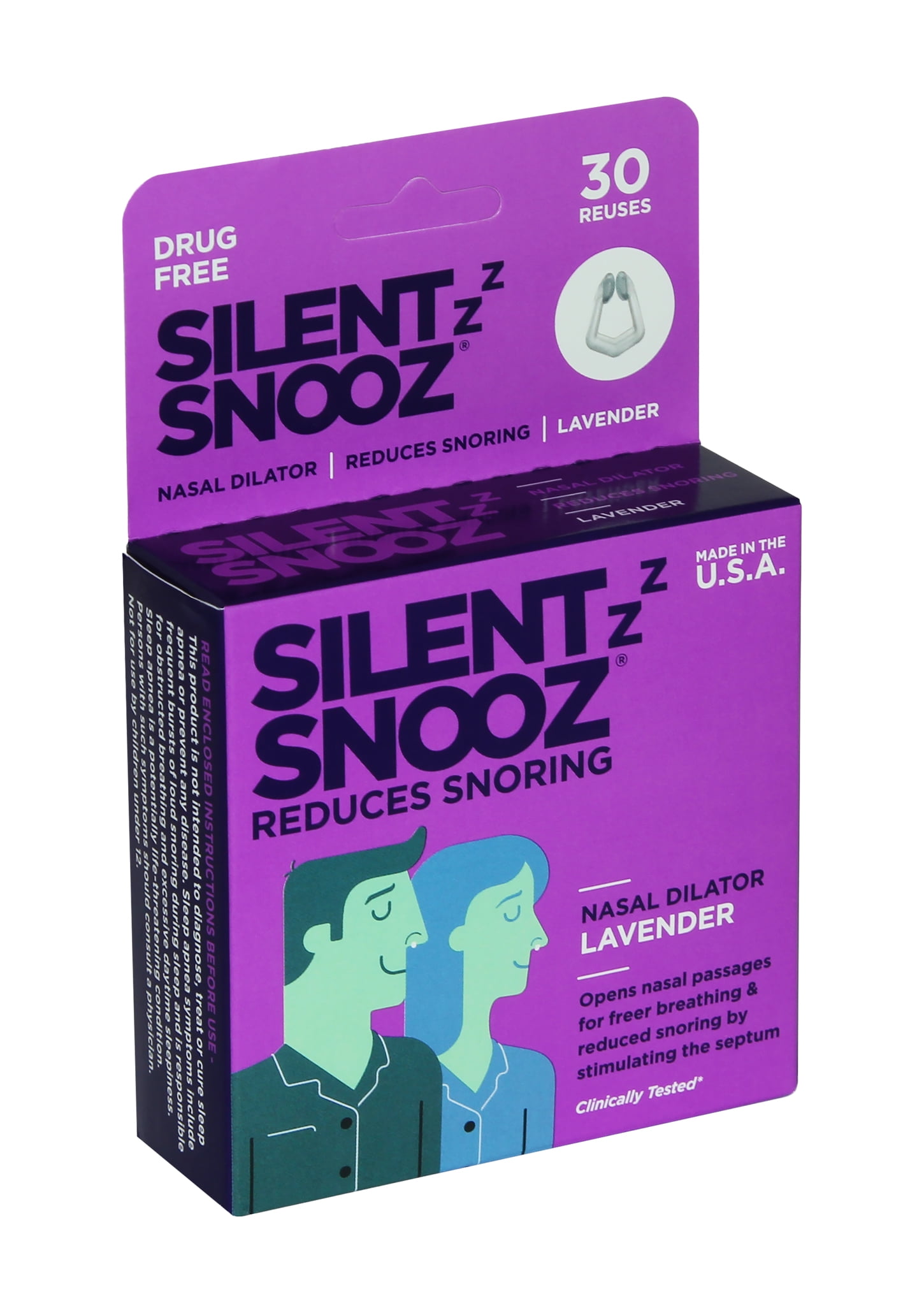 Silent Snooz Snoring Aid with Calming Lavender, 30 reuses