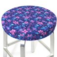 thumbnail image 3 of Pofeuu Blue Skull Leaf Print Round Bar Stool Covers - Super Soft and Washable Elastic Stool Cushion Slipcover Easy Clean Velvet-13 inch, 3 of 7