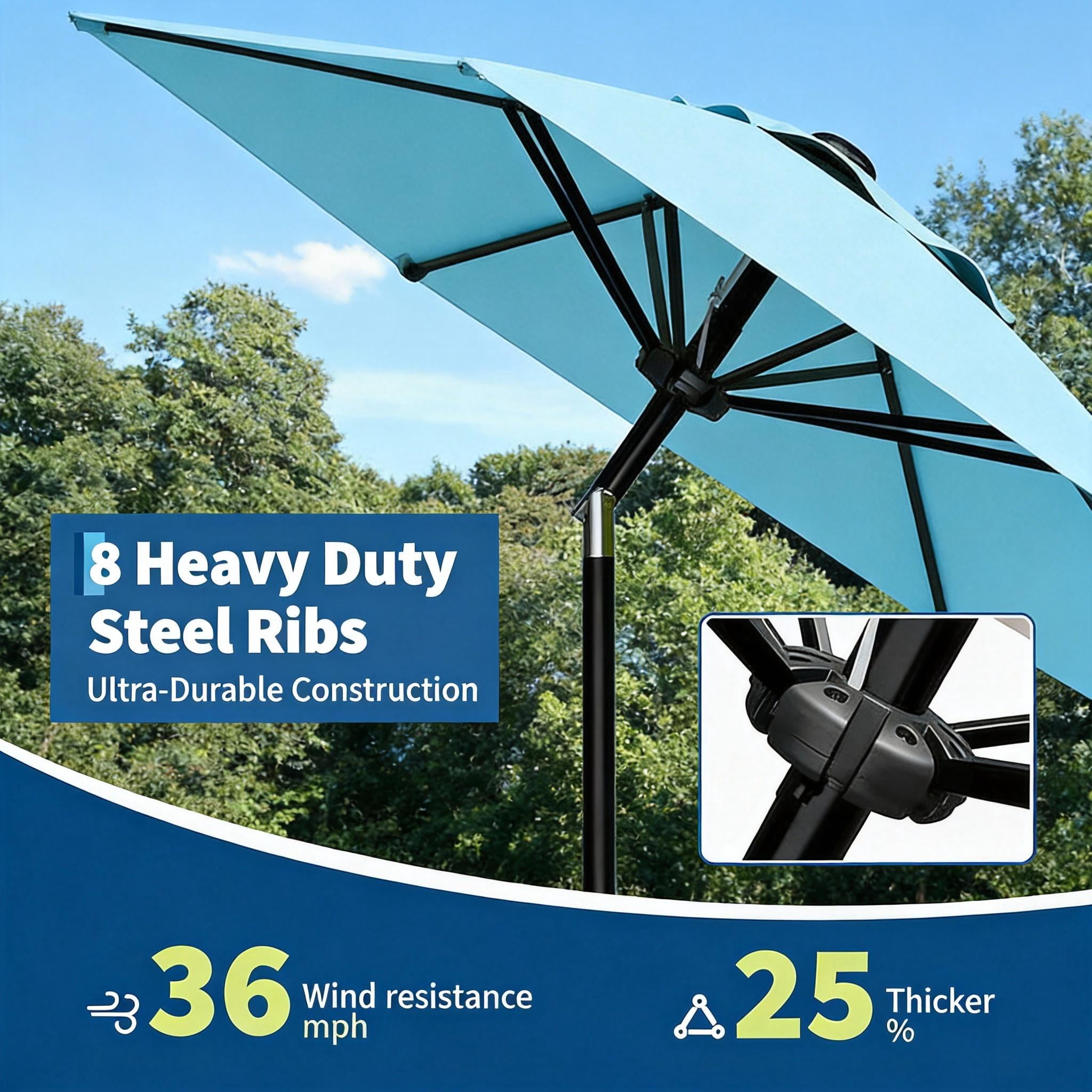 9 FT Patio Umbrella for Outdoor, Outdoor Umbrella with Push Button Tilt and Crank, Outdoor Patio Umbrellas with 8 Sturdy Ribs for Market, Garden, Deck, Backyard, Pool