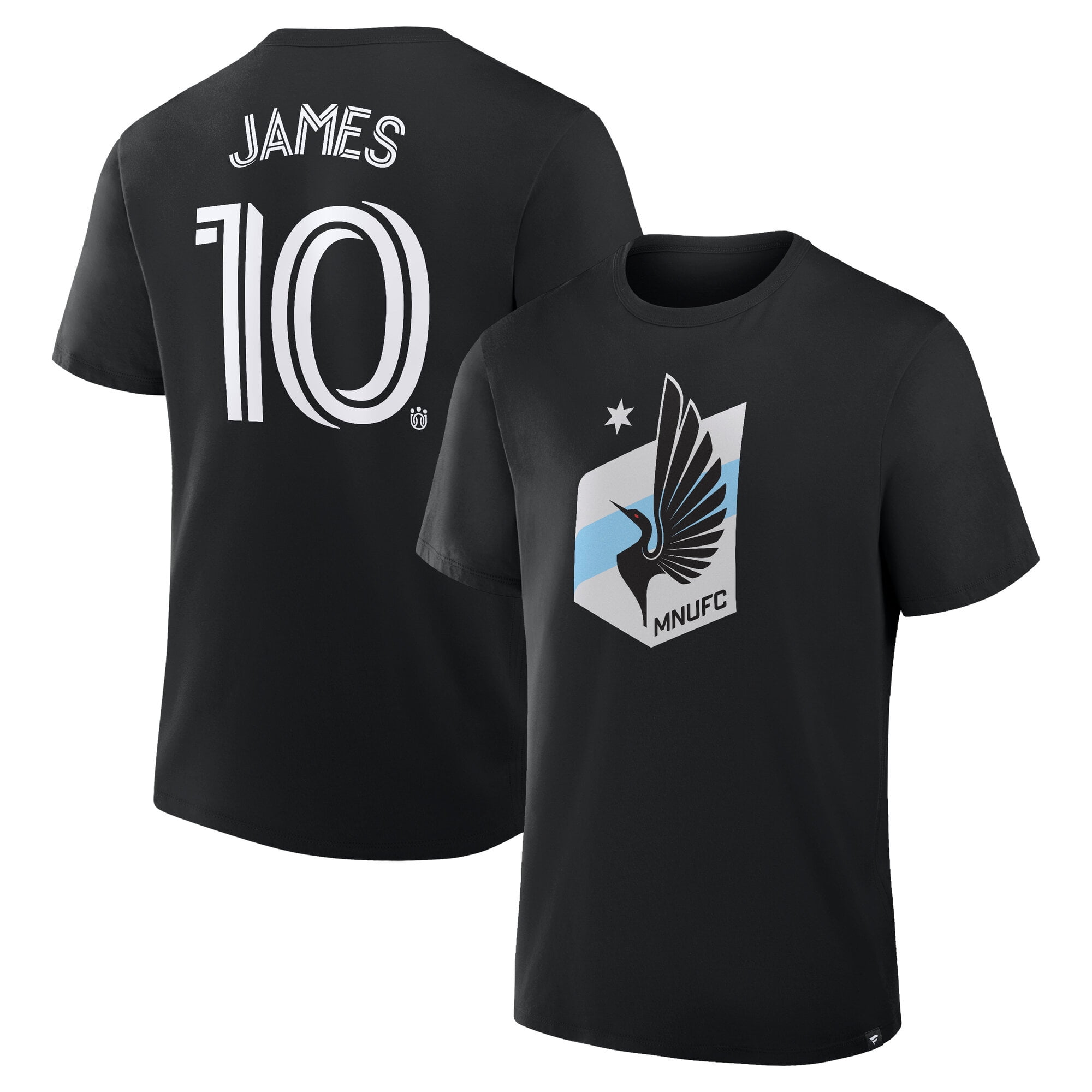 Men's Fanatics James Rodriguez Black Minnesota United FC Authentic Stack Player Name & Number T-Shirt