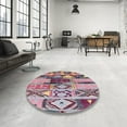 thumbnail image 4 of Ahgly Company Machine Washable Indoor Rectangle Industrial Modern Silver Pink Area Rugs, 2' x 5', 4 of 7