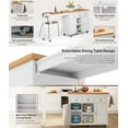 thumbnail image 3 of Lofka 79.06" Kitchen Island with Extendable Table for 2, Extendable Kitchen Island Cart on Wheels with Storage Cabinet & 2 Open Shelves, 3 Drawers, White, 3 of 6