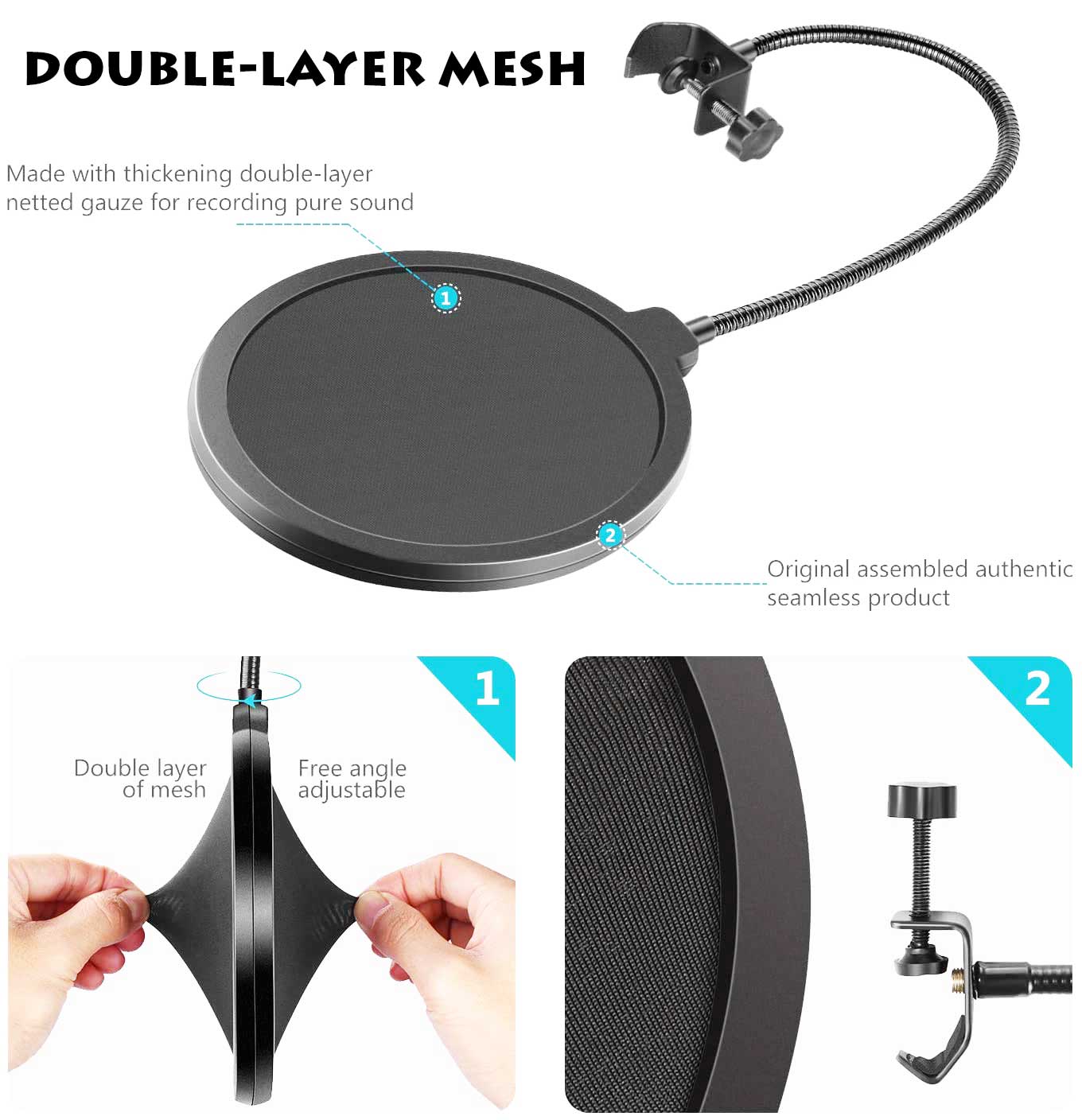 HyperX QuadCast USB Multi-Pattern Electric Condenser Microphone - PS4, PC, Mac - Pop Filter - Anti- Shock Mount with GalliumPi Popfilter