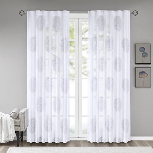 Genia Sheer Branch Flocking Window Curtain, 95" Panel