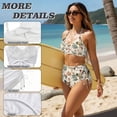 thumbnail image 6 of SEANATIVE 2 Piece Set Swimsuit for Women High Waisted Bikini Sets Drawstring High Cut Bottom Crisscross Tie Back Bikini Tops with Adjustable Straps, S, Chicken Cactus Flower Beige, 6 of 7