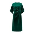 thumbnail image 4 of Qulqfy Velvet Women Wedding Guest Dress Half Sleeve Maxi Green Fashion Crewneck High Waist Dresses Dress for Women L, 4 of 6