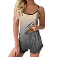 thumbnail image 2 of JMKQLZ Womens Gradient Sling Sleeveless Tank Splicing Shorts Casual Pajamas Set, 2 of 5