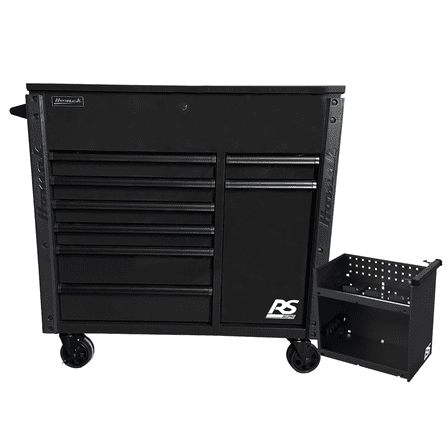 Homak Manufacturing 44" 8-Drawer Service Cart w/Power Tool Holder Drawer- Black