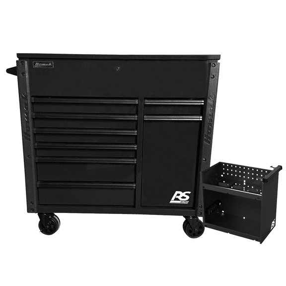 Homak Manufacturing 44" 8-Drawer Service Cart w/Power Tool Holder Drawer- Black