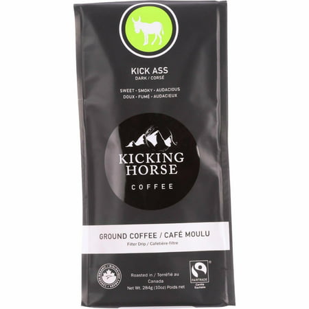 Kicking Horse Coffee - Organic - Ground - Kick Ass - Dark Roast - 10 Oz - Pack of