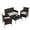 Black rattan/creamy-white cushion, variant on Classic 4-Piece Outdoor Patio Bistro Set – PE Rattan Wicker Conversation Set with 2 Chairs, Loveseat, Soft Cushions, Tempered Glass Coffee Table – Brown Four-Strand Vine / Creamy-White Cushion