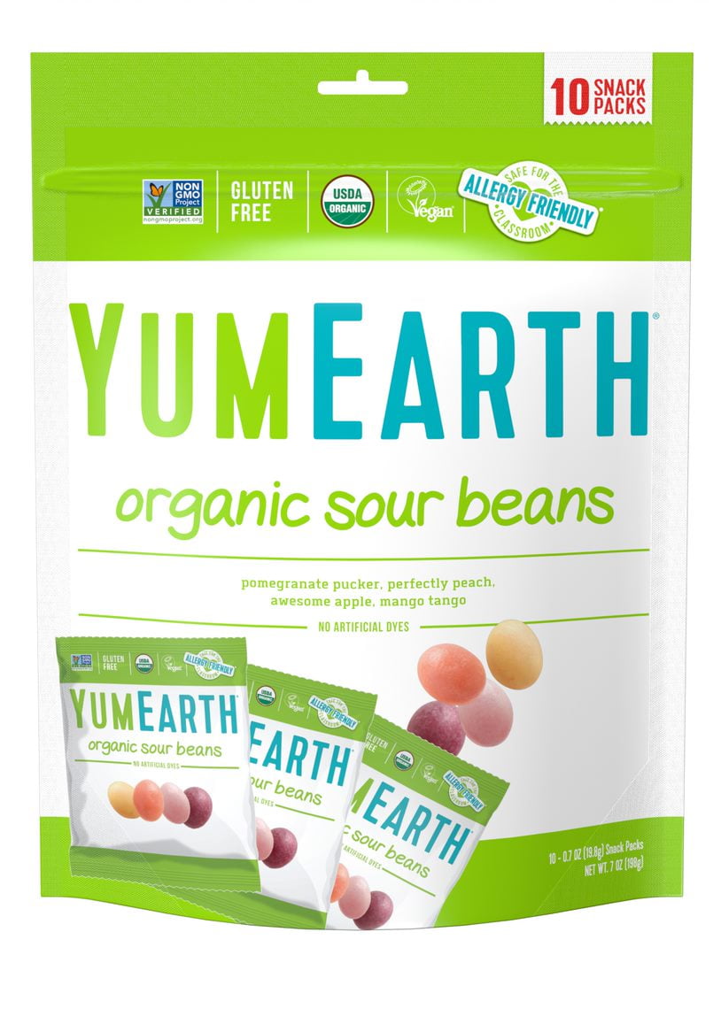 YumEarth Organic Candy- Gluten Free, Vegan & Organic Sour Beans, 10 Ct ...