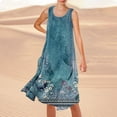 thumbnail image 1 of WILLBEST Vestido Largo Informal De Verano Para Mujer, Estampado, Sin Mangas, Hasta La Rodilla, Para Playa, Cuello Redondo, Con Bolsillos, Para Vacaciones, Viajes Y Uso Diario., 1 of 3