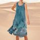 thumbnail image 1 of WILLBEST Vestido Largo Informal De Verano Para Mujer, Estampado, Sin Mangas, Hasta La Rodilla, Para Playa, Cuello Redondo, Con Bolsillos, Para Vacaciones, Viajes Y Uso Diario., 1 of 3