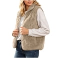 thumbnail image 2 of Lutiedan Fuzzy Flannel Vest for Women Cozy Sleeveless Fleece Zip Up Outerwear Vest Casual Stand Collar Winter Jackets S-XXL, 2 of 8
