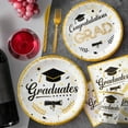 thumbnail image 2 of VINTS Graduation Party Supplies 150Pcs White AFN1and Gold Congrats Grad Tableware Set with Paper Plates Napkins Cups Knife Fork for College High School Congrats Grad Decor,Serves 25, 2 of 3