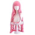 thumbnail image 1 of Peluca para cosplay de anime, rosa, larga, rizada, con trenzas y flequillo, 90 cm, 1 of 3