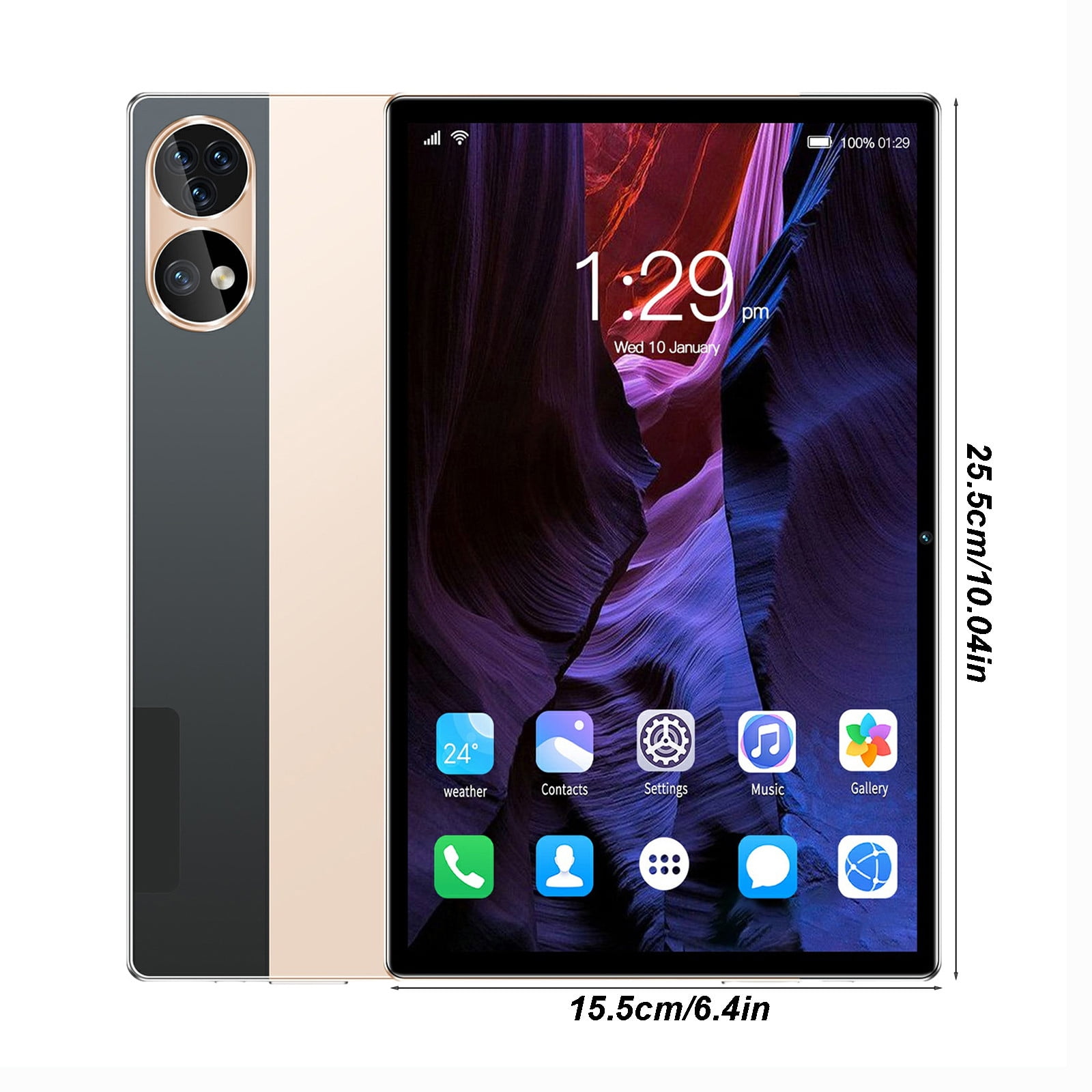 10.1-Inch Android 12 Tablet PC with 4GB+64GB, Dual SIM, 10-Core Processor, 2.4G/5G WiFi, Bluetooth, IPS HD Screen, Voice Call, GPS, Expandable to 256GB