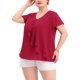 thumbnail image 4 of Blusa de mujer de talla grande Agnes Orinda con mangas de murciélago, escote en V y capas de volantes 1X Burdeos, 4 of 6