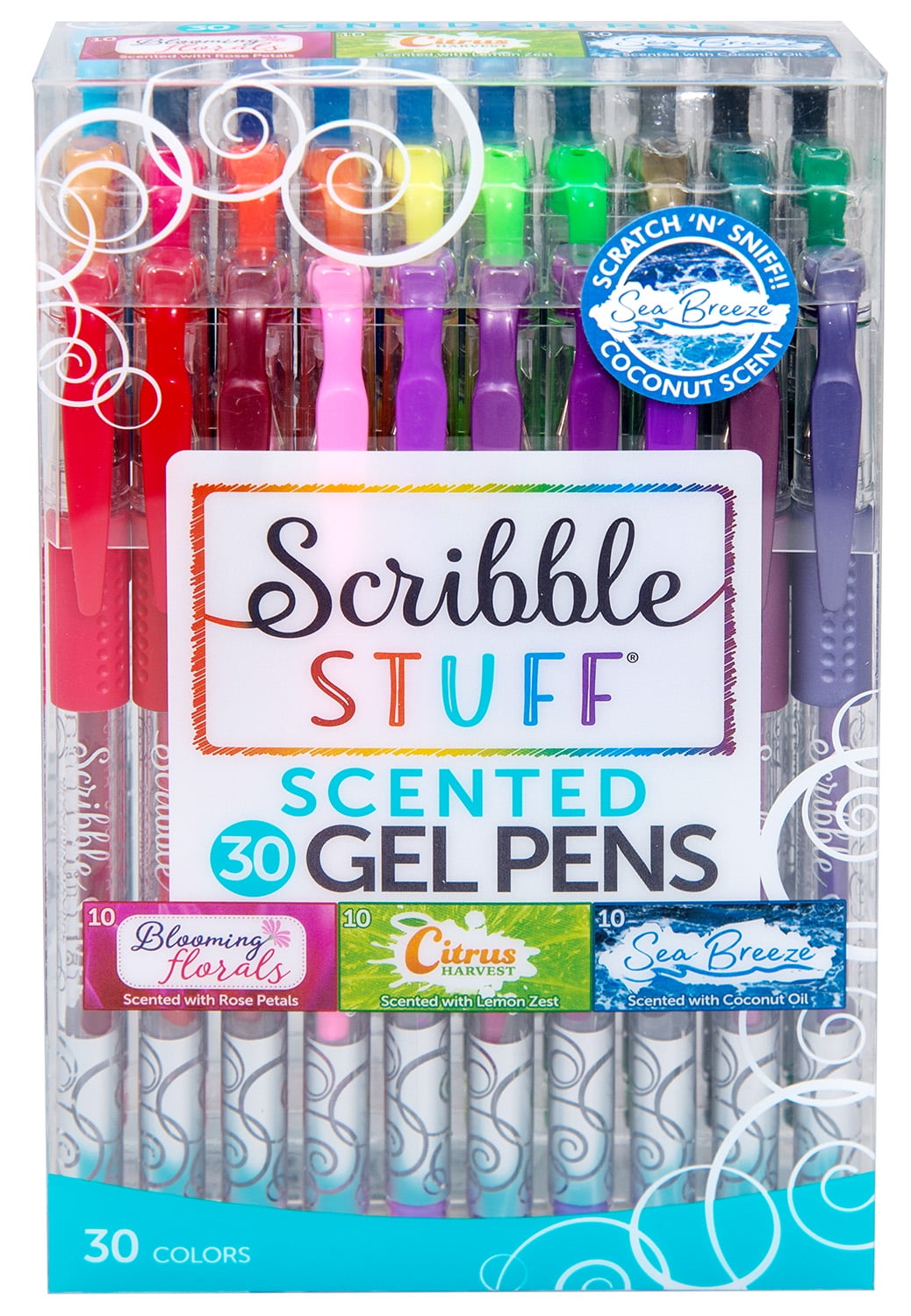 Scribble Stuff Scented Gel Pens, Assorted, 0.7 mm point, 30 Count