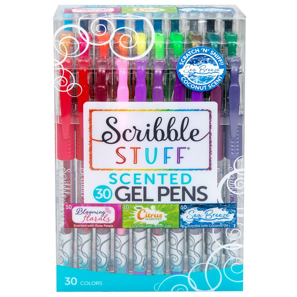 Scribble Stuff Scented Gel Pens, Assorted, 0.7 mm point, 30 Count