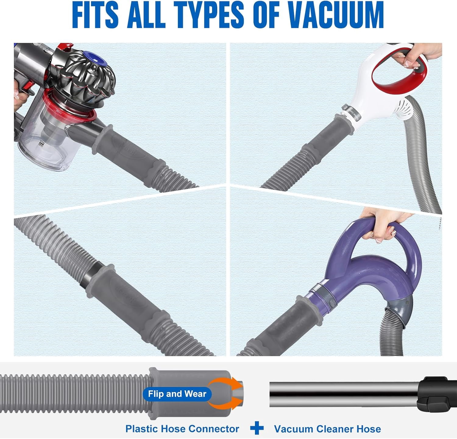 MKEUDQ-Upgrade Dryer Vent Cleaner Kit Vacuum Hose Attachment Compatible with Most Vacuum Cleaner, Quickly Lint Remover Cleaning Supplies, Deep Gray