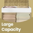 thumbnail image 5 of LEDREM Storage Basket with Lid, Large 105L Foldable PP Rattan Bin with Metal Frame, Removable Liner, Handles, Multi-Room Use, Natural, 5 of 6