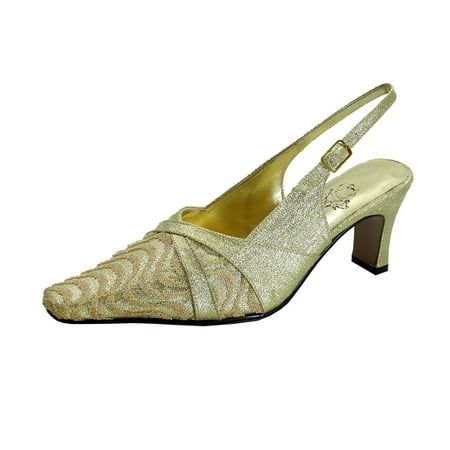 

FLORAL Tula Women s Wide Width Dress Slingback Pumps GOLD 10
