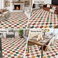 thumbnail image 5 of Large Area Rugs for Living Room Bedroom, Colorful Checkered 8'x10' Rug Washable Carpet Runner Indoor Outdoor, Vintage Plaid Grid Geometric Beige Non Slip Floor Mats Rug for Kitchen, Patio, 5 of 8