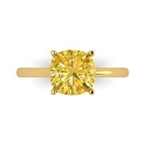 2.5 ct Cushion Cut Simulated Yellow Diamond Solitaire Engagement Ring for Women in 18K Yellow Gold