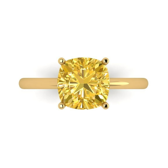Solitaire Engagement Ring for Women - 2.5ct Simulated Yellow Diamond in 18K Yellow Gold Promise Ring