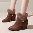 thumbnail image 2 of Women's Booties, Pointed Toe Suede Ankle Boots with Chunky Heel and Rhinestone Detail for Fall Winter Fashion, 2 of 9