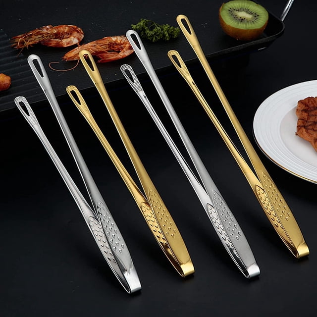 4 Piezas Pinzas para Barbacoa JanHm Acero Inoxidable Doradas y Plateadas Tamaño S y L