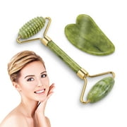 Pinkiou Jade Roller For Face and Gua Sha Facial Tools Facial Massage Skin Care Tool Set for Removal of Wrinkles & Eye Puffiness, Anti-Aging & Body Relaxation